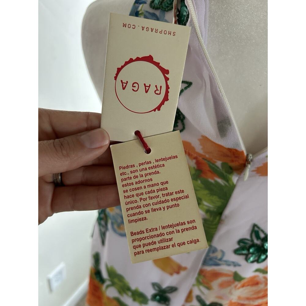 Raga Anthropologie Beaded Sequin Floral Mini Dress S Sleeveless Boho NWT - Picture 15 of 16